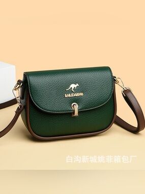 Dark Green Crossbody Bag with Gold Hardware